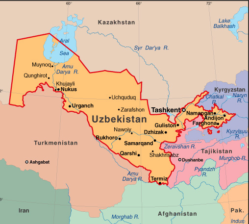 Uzbekistan-O'zbekiston-map